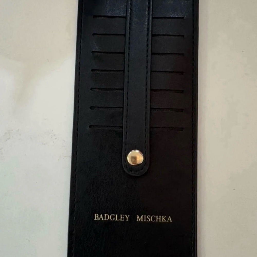 Badgley Mischka Black Leather Card Holder